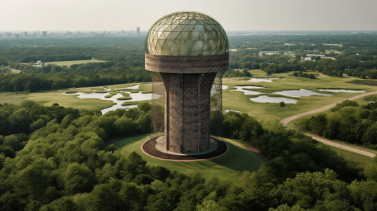 圆球水塔背景图片
