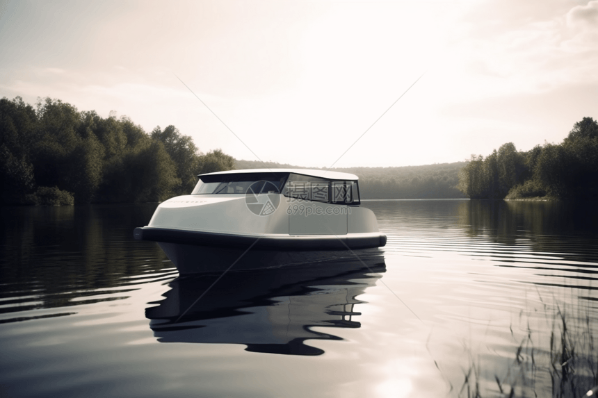 湖上的动力船图片