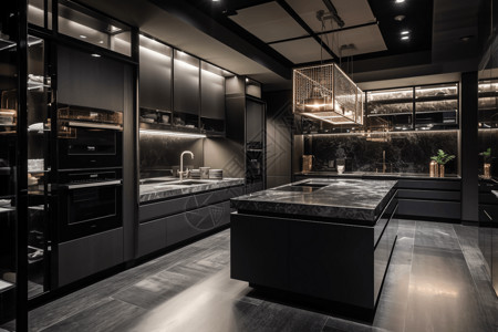 灰色现代厨房图片