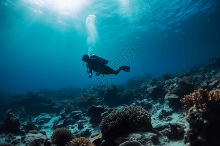 深海潜水深海潜水员高清图片