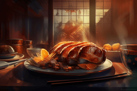 老北京烤鸭背景图片