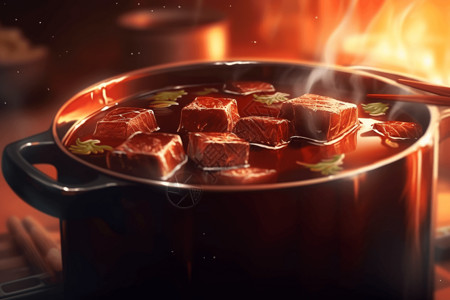 大锅炖红烧肉图片
