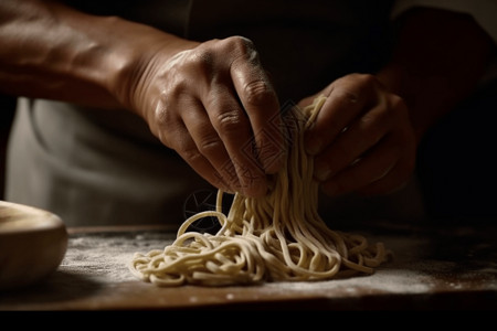 传统的拉面美食切面条高清图片