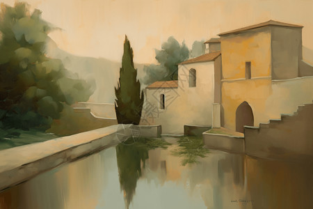 安静的修道院背景图片