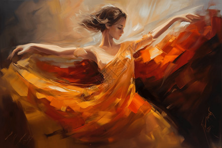 油画舞蹈跳舞的女人背景