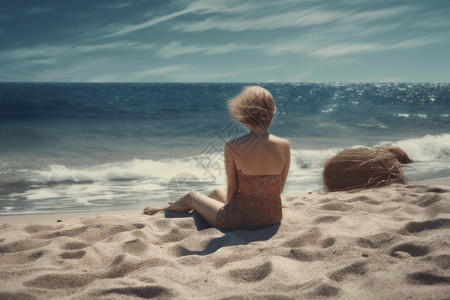 海边的女人背景图片