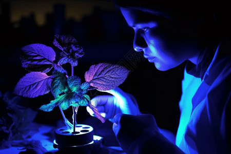 紫外线消毒灯科学家在实验室实验背景