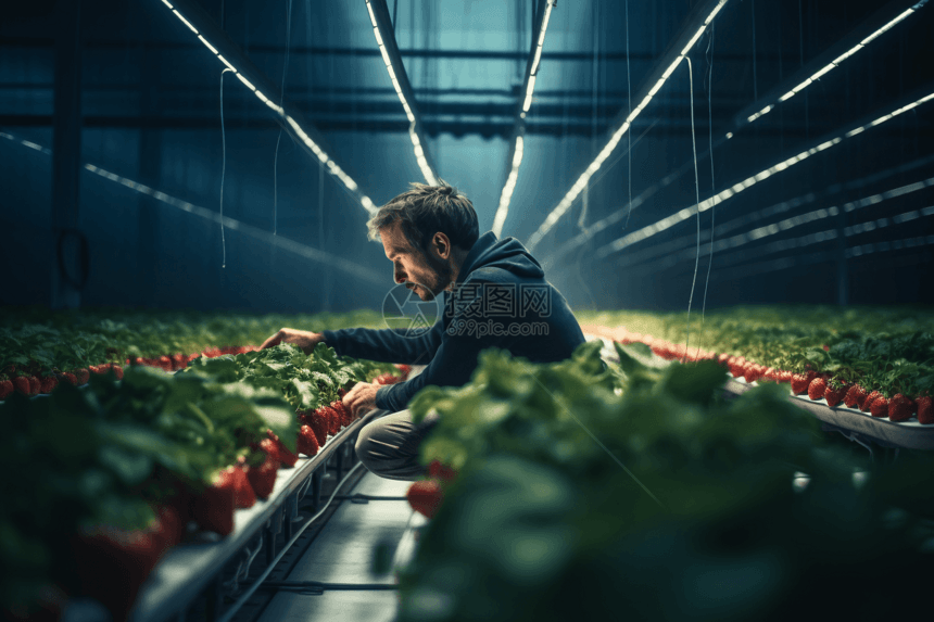 高科技温室中的植物图图片