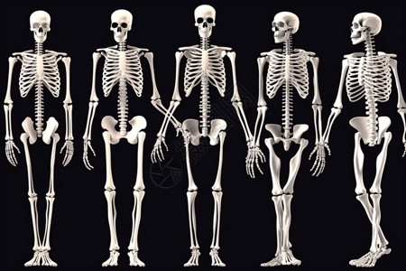 生物体骨骼系统的简单插图插画