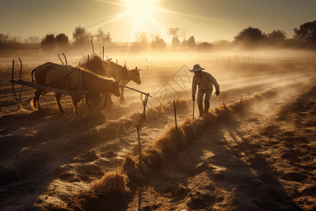 农民在田里干活图图片
