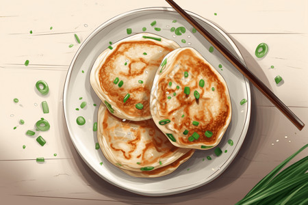葱油芋艿葱油卡通平面插图插画
