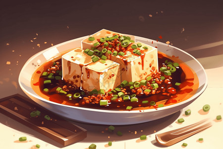 麻婆豆腐的卡通插图图片