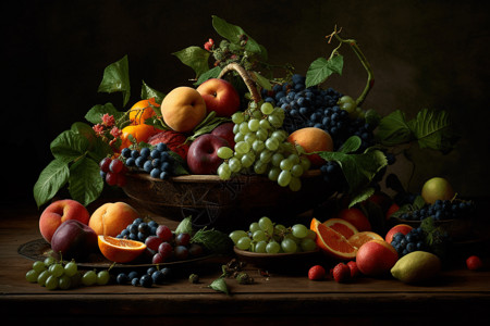 水果和蔬菜静物图背景图片