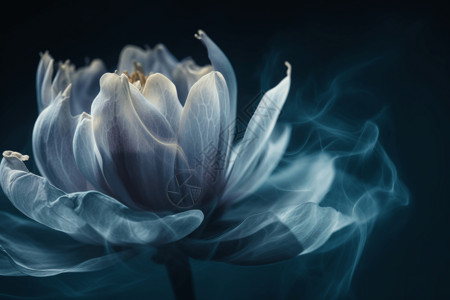 一朵蓝色莲花莲花的抽象特写设计图片