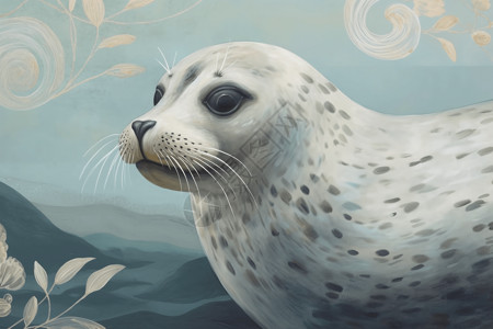 斑海豹可爱的海豹插画