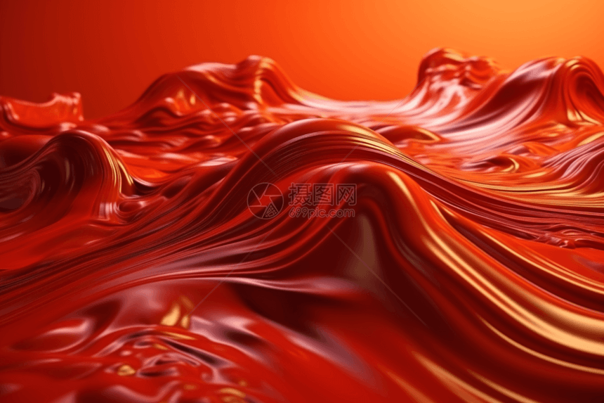 橙色抽象3D流体图案图片