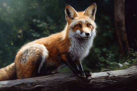 原始森林的狐狸图片