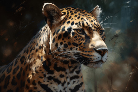 豹，美洲豹野外的野生豹子插画