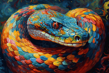 逼着的蛇的油画背景图片