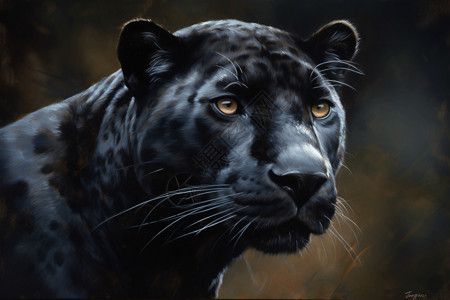 凶猛的黑豹插画背景图片