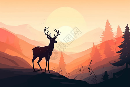 鹿的卡通插图背景图片