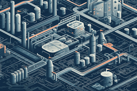 发电厂的管道插图背景图片