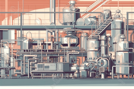 食品设备大型食品加工厂的内部设备插画