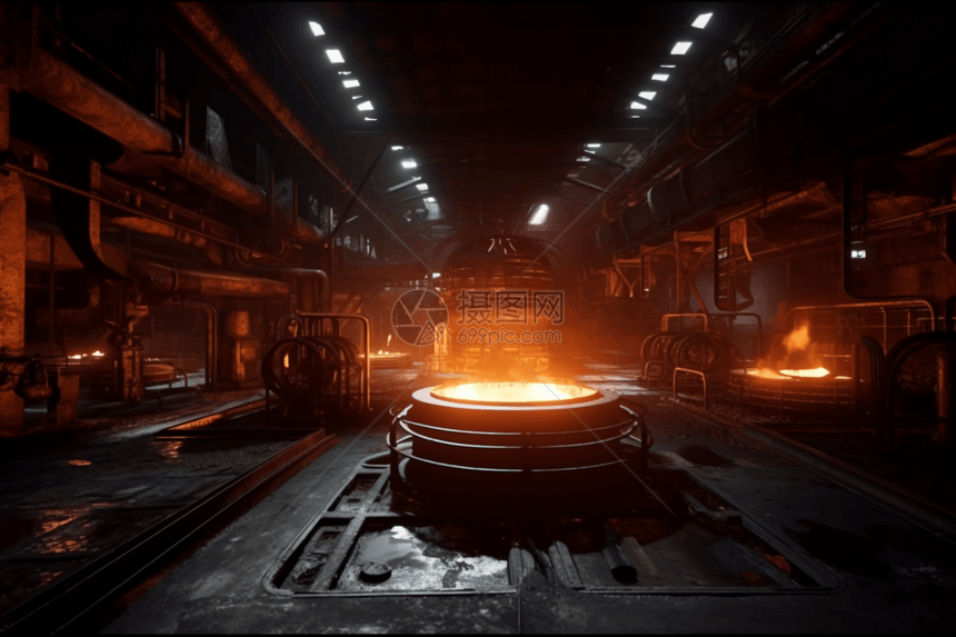 工厂里融化金属的熔炉图片