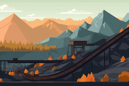 煤炭运输煤炭输送插图插画
