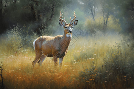 鹿的水彩插画背景图片