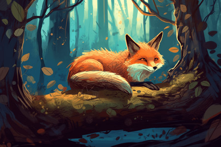 可爱狐狸的平面插图图片
