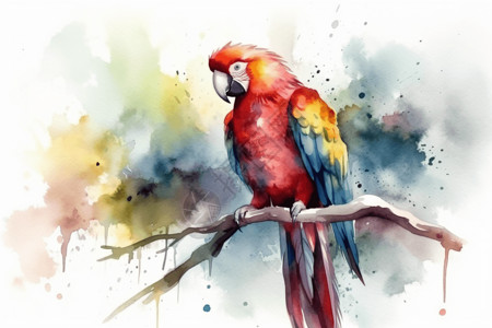 热带鹦鹉的平面插图背景图片