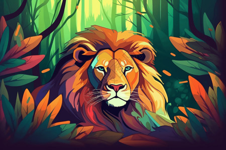 丛林中雄伟的狮子背景图片
