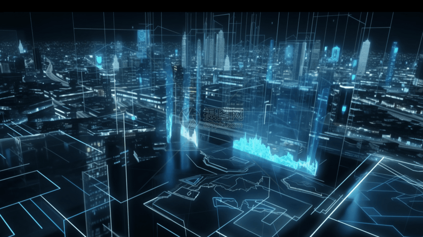 虚拟屏幕展示了高架城市环境图片