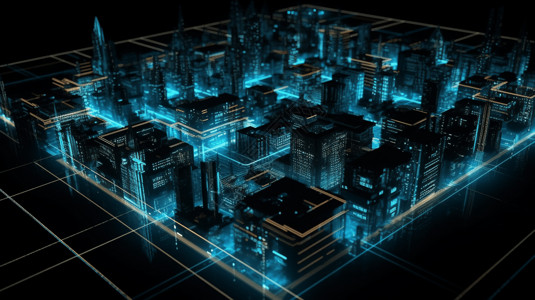 未来蓝图虚拟屏幕里的城市蓝图设计图片