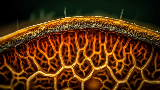 蘑菇特写植物茎的横截面3D图设计图片