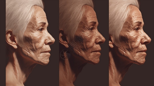 老妇衰老过程的插图设计图片