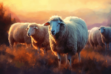 绵羊平面插图背景图片