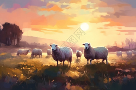绵羊色彩插图背景图片