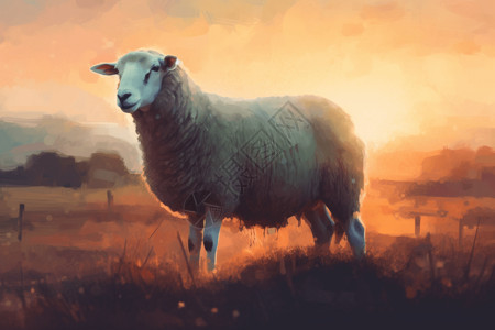 绵羊的卡通插图背景图片