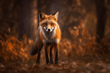 森林的狐狸偷偷摸摸高清图片