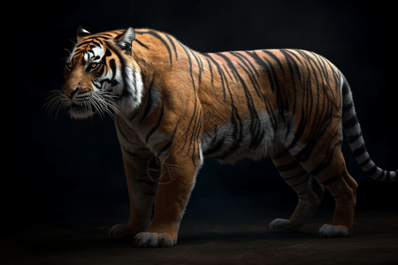 老虎在驻足动物凶悍高清图片