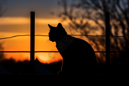 猫的剪影宠物猫轮廓高清图片