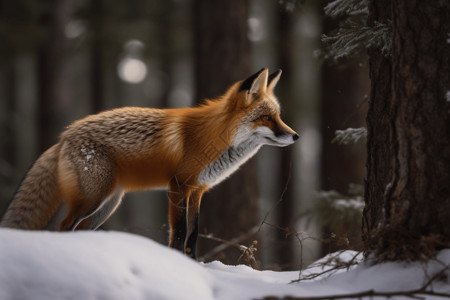 狐狸在雪上图片
