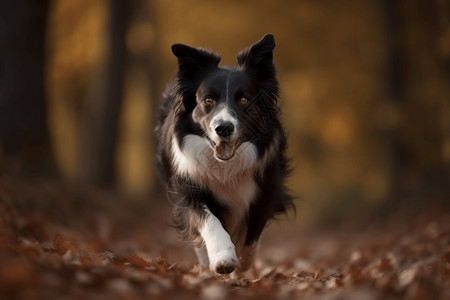 公园里奔跑的边境牧羊犬背景图片