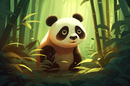 熊猫在竹林中背景图片