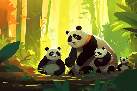 竹林里可爱的国宝熊猫图片