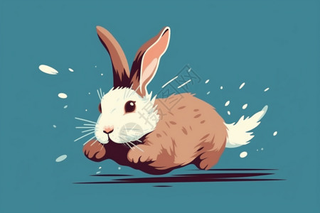 奔跑的小兔子奔跑的可爱兔子插画