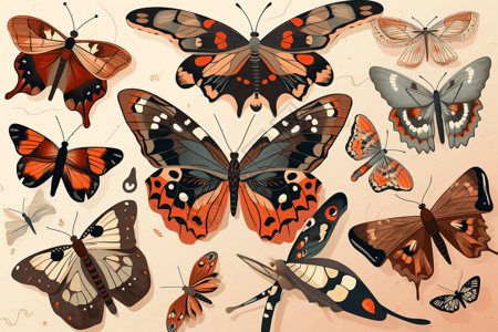 蝴蝶标本插画图片