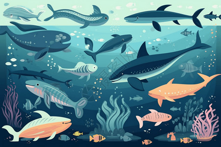 海底的海洋生物背景图片